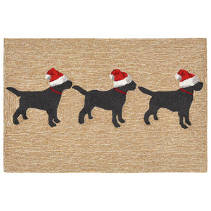 Liora Manne Frontporch 3 Dogs Christmas Indoor Outdoor Area Rug Neutral