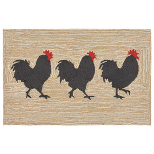 Liora Manne Frontporch Roosters Indoor Outdoor Area Rug Neutral