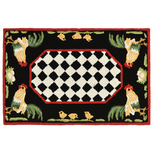 Liora Manne Frontporch Rooster Indoor Outdoor Area Rug Black