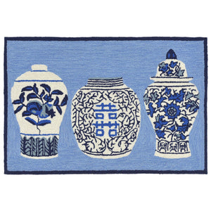 Liora Manne Frontporch Ginger Jars Indoor Outdoor Area Rug Blue