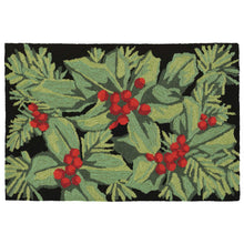 Load image into Gallery viewer, Liora Manne Frontporch Hollyberries Indoor Outdoor Area Rug Black