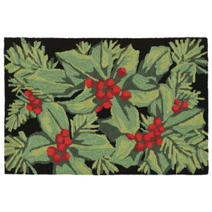 Liora Manne Frontporch Hollyberries Indoor Outdoor Area Rug Black