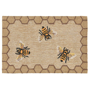 Liora Manne Frontporch Honeycomb Bee Indoor Outdoor Area Rug Natural