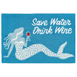 Liora Manne Frontporch Save Water Drink Wine Indoor Outdoor Area Rug Ocean