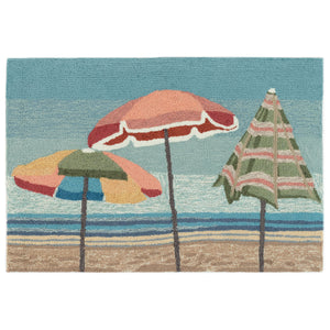 Liora Manne Frontporch Beach Umbrellas Indoor Outdoor Area Rug Aqua