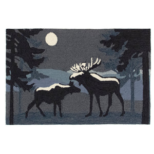 Liora Manne Frontporch Moonlit Moose Indoor Outdoor Area Rug Night