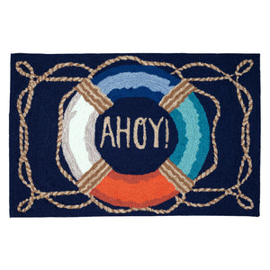 Liora Manne Frontporch Ahoy Indoor Outdoor Area Rug Navy