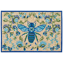 Load image into Gallery viewer, Liora Manne Frontporch Flora Bee Indoor Outdoor Rug Blue/Natural