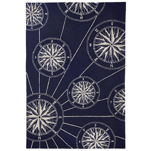 Liora Manne Frontporch Compass Indoor Outdoor Area Rug Navy