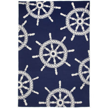 Load image into Gallery viewer, Liora Manne Frontporch Ship Wheel Indoor Outdoor Area Rug Navy