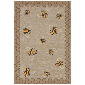 Liora Manne Frontporch Honeycomb Bee Indoor Outdoor Area Rug Natural