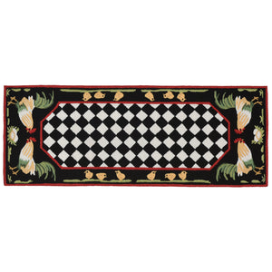 Liora Manne Frontporch Rooster Indoor Outdoor Area Rug Black