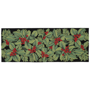 Liora Manne Frontporch Hollyberries Indoor Outdoor Area Rug Black