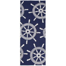 Load image into Gallery viewer, Liora Manne Frontporch Ship Wheel Indoor Outdoor Area Rug Navy