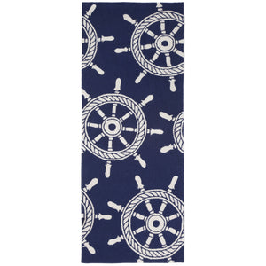 Liora Manne Frontporch Ship Wheel Indoor Outdoor Area Rug Navy