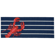 Load image into Gallery viewer, Liora Manne Frontporch Lobster on Stripes Indoor Outdoor Area Rug Navy