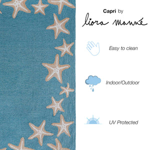 Liora Manne Capri Starfish Border Indoor Outdoor Area Rug Aqua