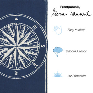 Liora Manne Frontporch Compass Indoor Outdoor Area Rug Navy