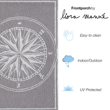 Load image into Gallery viewer, Liora Manne Frontporch Compass Indoor Outdoor Area Rug Grey