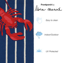 Load image into Gallery viewer, Liora Manne Frontporch Lobster on Stripes Indoor Outdoor Area Rug Navy