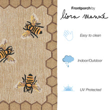 Load image into Gallery viewer, Liora Manne Frontporch Honeycomb Bee Indoor Outdoor Area Rug Natural