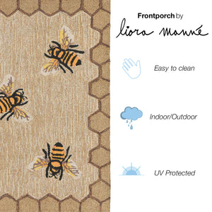 Liora Manne Frontporch Honeycomb Bee Indoor Outdoor Area Rug Natural