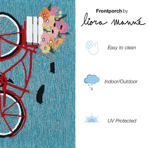 Liora Manne Frontporch Bike Ride Indoor Outdoor Area Rug Blue