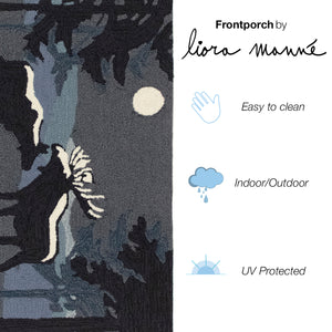 Liora Manne Frontporch Moonlit Moose Indoor Outdoor Area Rug Night