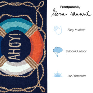 Liora Manne Frontporch Ahoy Indoor Outdoor Area Rug Navy