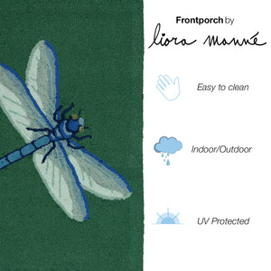 Liora Manne Frontporch Garden Dragonfly Indoor Outdoor Area Rug Green