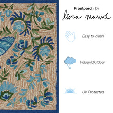 Load image into Gallery viewer, Liora Manne Frontporch Flora Bee Indoor Outdoor Rug Blue/Natural