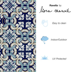 Liora Manne Ravella Floral Tile Indoor Outdoor Area Rug Navy