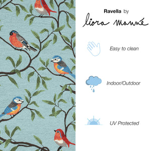 Liora Manne Ravella Birds On Branches Indoor Outdoor Area Rug Aqua