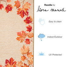 Load image into Gallery viewer, Liora Manne Ravella Falling Leaves Border Indoor Outdoor Area Rug Natural