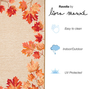 Liora Manne Ravella Falling Leaves Border Indoor Outdoor Area Rug Natural