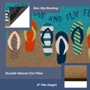 Liora Manne Natura Flip Flops Outdoor Door Mat Ombre Blue