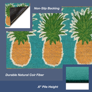 Liora Manne Natura Pineapples Outdoor Door Mat Aqua