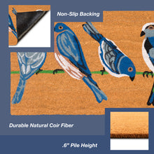 Load image into Gallery viewer, Liora Manne Natura Blue Birds Outdoor Door Mat Natural