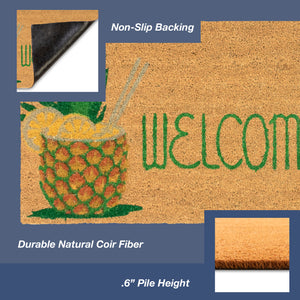 Liora Manne Natura Welcome Pineapple Outdoor Door Mat Natural 1'6" x 2'6"