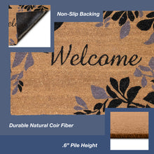 Load image into Gallery viewer, Liora Manne Natura Leaves Border Outdoor Door Mat Black