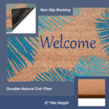 Load image into Gallery viewer, Liora Manne Natura Palm Border Outdoor Door Mat Blue