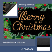 Load image into Gallery viewer, Liora Manne Natura Merry Christmas Holly Outdoor Door Mat Black 1&#39;6&quot; x 2&#39;6&quot;