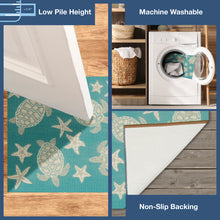 Load image into Gallery viewer, Liora Manne Esencia Turtle And Stars Indoor Outdoor Area Mat Aqua