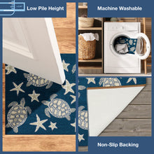 Load image into Gallery viewer, Liora Manne Esencia Turtle And Stars Indoor Outdoor Mat Navy