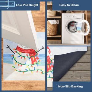 Liora Manne Illusions Beach Snowman Indoor Outdoor Mat Ocean