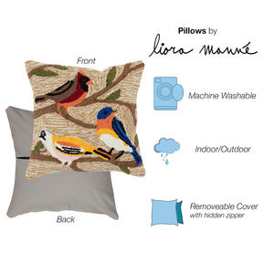 Liora Manne Frontporch Birds Indoor Outdoor Decorative Pillow Multi