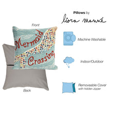 Load image into Gallery viewer, Liora Manne Frontporch Mermaid Crossing Indoor Outdoor Decorative Pillow Water