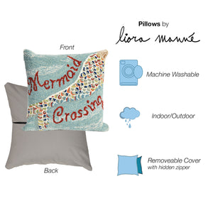 Liora Manne Frontporch Mermaid Crossing Indoor Outdoor Decorative Pillow Water