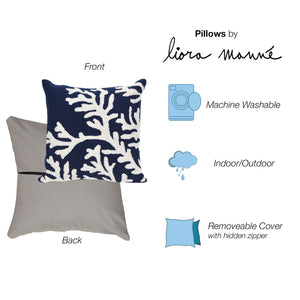 Liora Manne Frontporch Coral Indoor Outdoor Decorative Pillow Navy