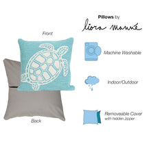 Load image into Gallery viewer, Liora Manne Frontporch Turtle Indoor Outdoor Decorative Pillow Aqua